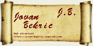 Jovan Bekrić vizit kartica
